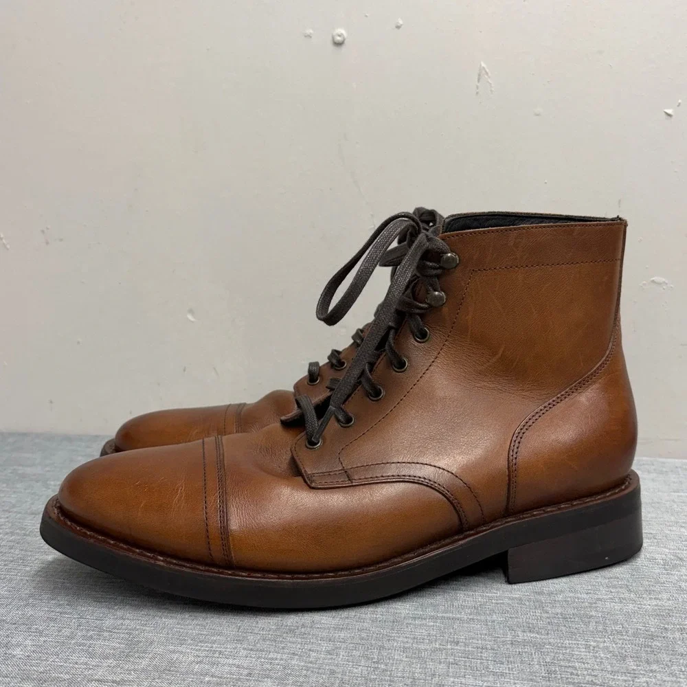 Thursday Boot Co Captain Boots Men 10.5 Brandy Leather Cap Toe Goodyear Welt